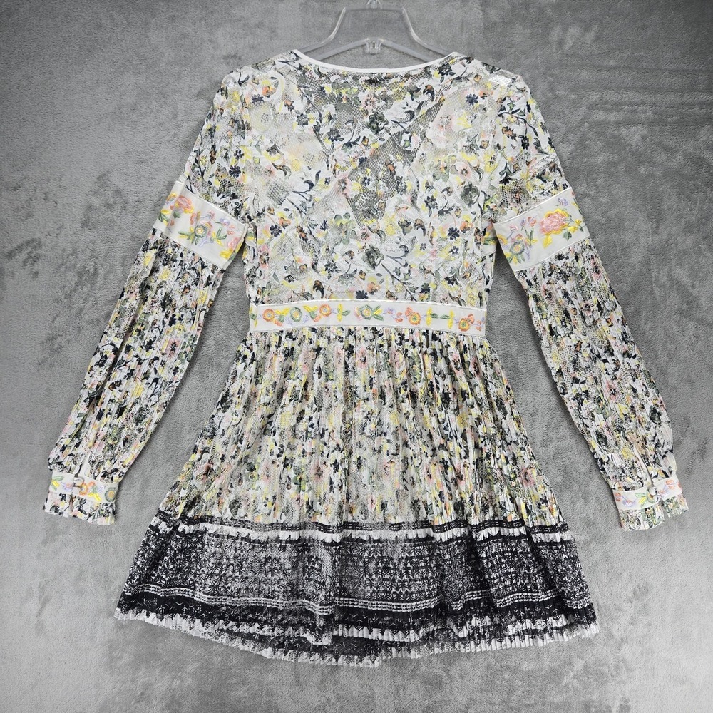 Free People Cherry Blossom Mini Dress Ivory Floral Lace Cottagecore Boho Size 4 - Picture 2 of 7